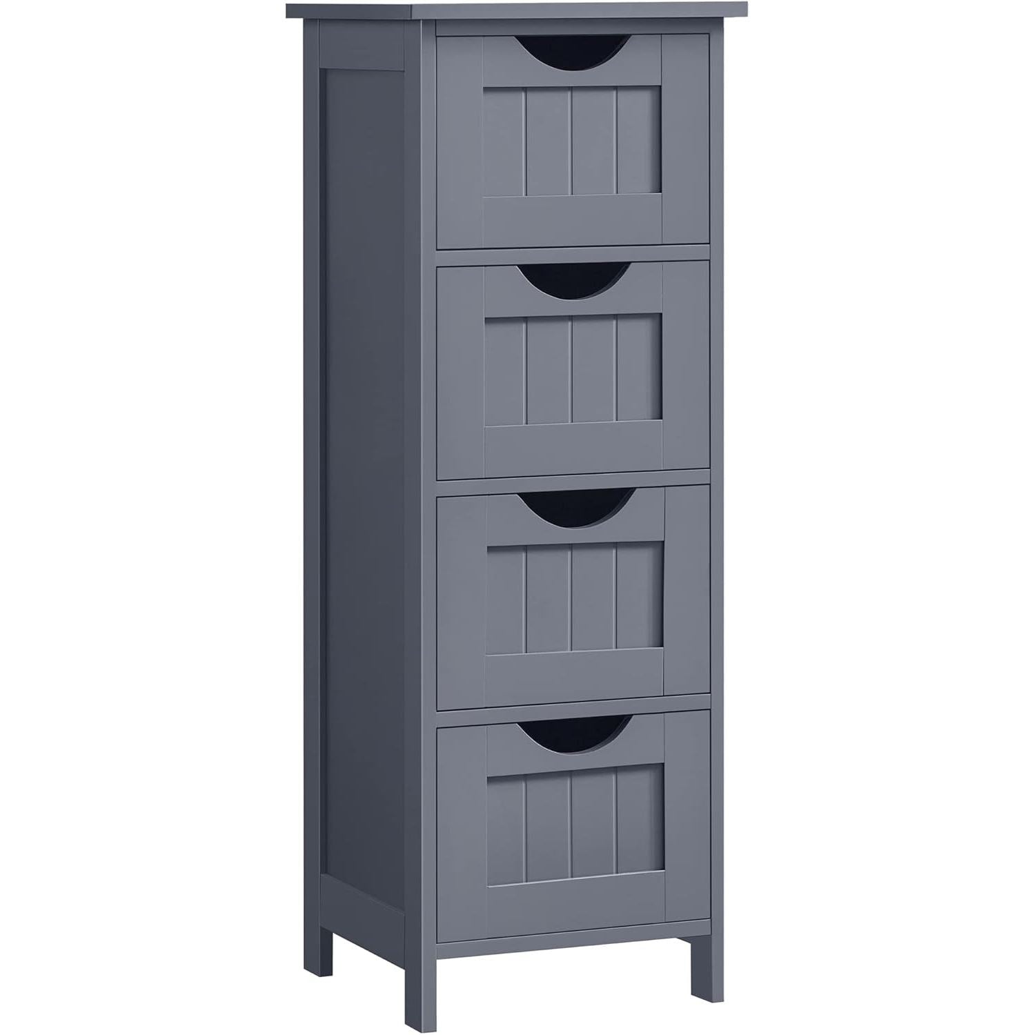 Badschrank mit 4 Schubladen 30x30x82 cm grau modern von Songmics