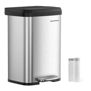 Abfalleimer 50 Liter mit Pedal Soft-Close Silber Schwarz von Songmics