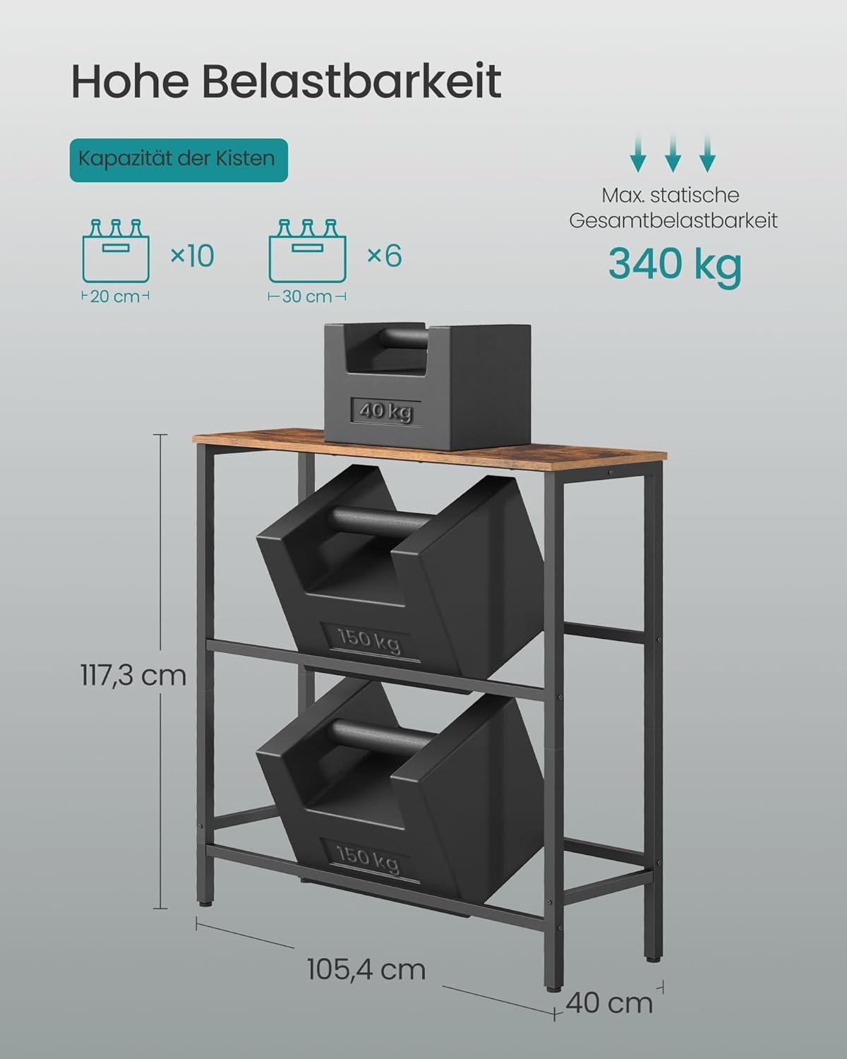 Getränkekistenregal 2 Ebenen Stahl 6 Kisten 150 kg von Songmics