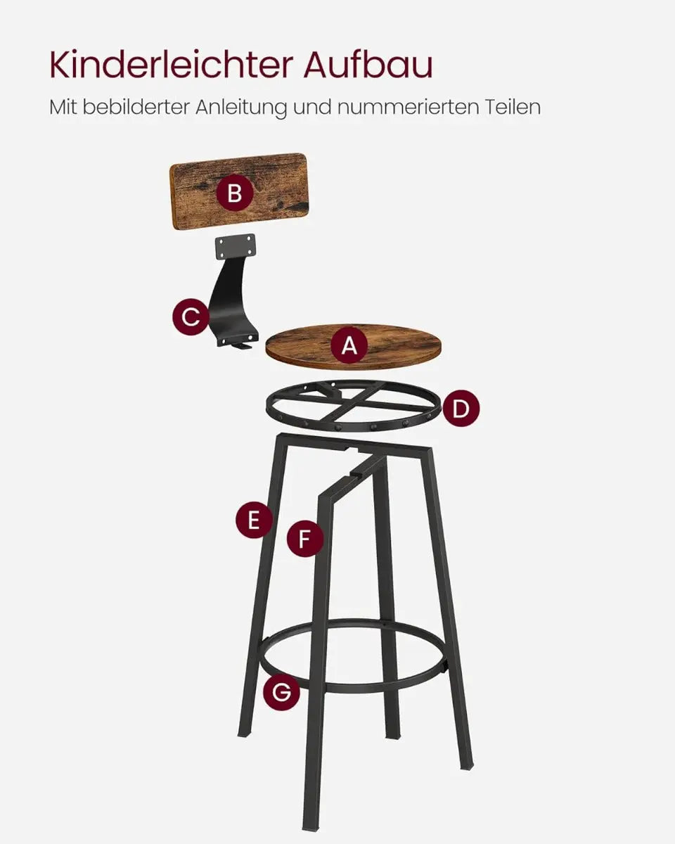 Barhocker 2er Set Metallgestell 73cm Vintagebraun von Songmics