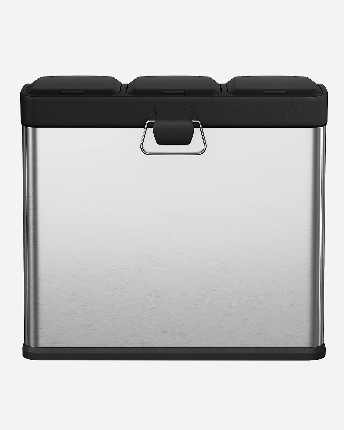 Treteimer 54 l 3 Fächer Mülltrenner Edelstahl Silber Schwarz von Songmics