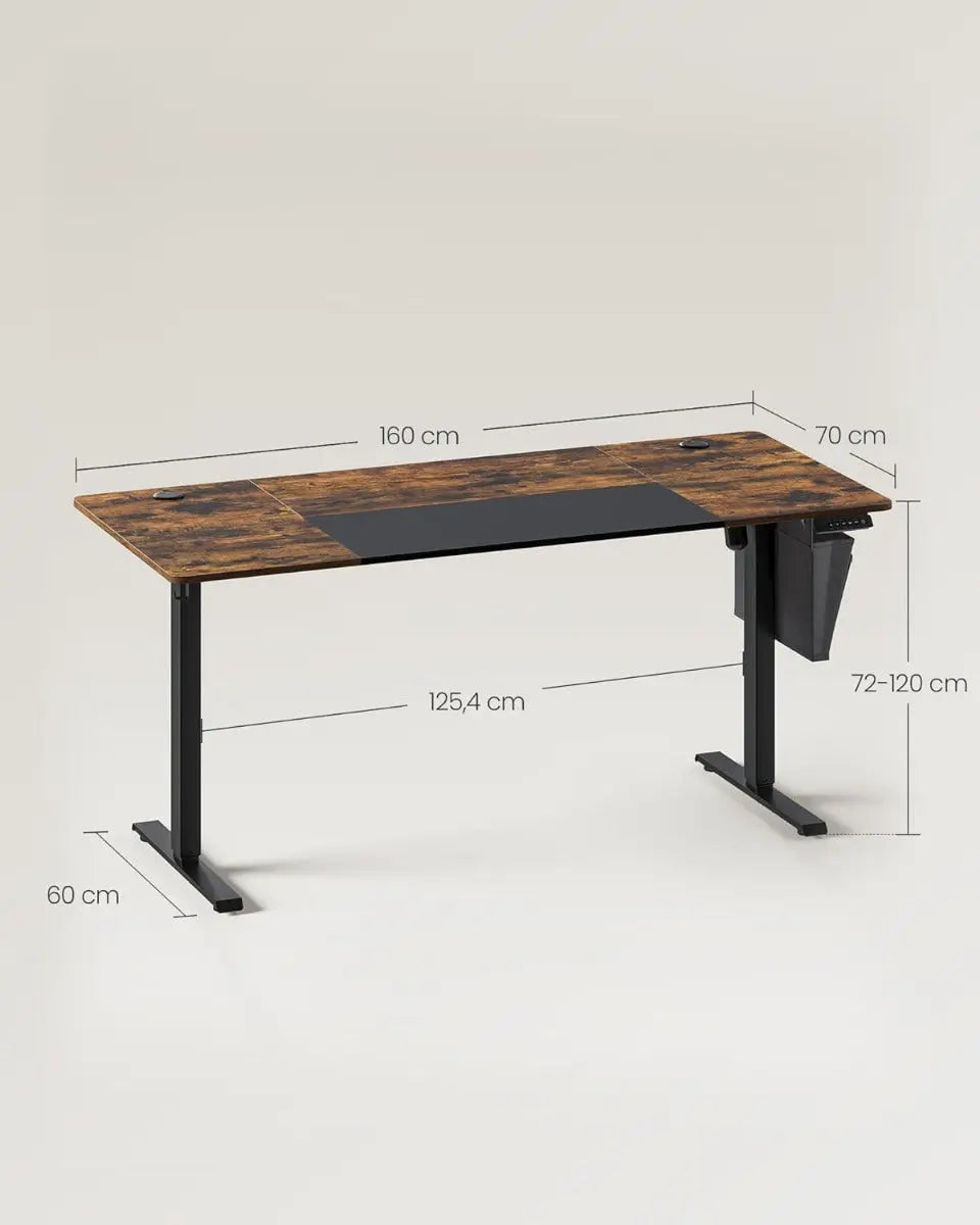 Schreibtisch elektrisch höhenverstellbar mit Memory-Funktion 160 cm vintagebraun von Songmics