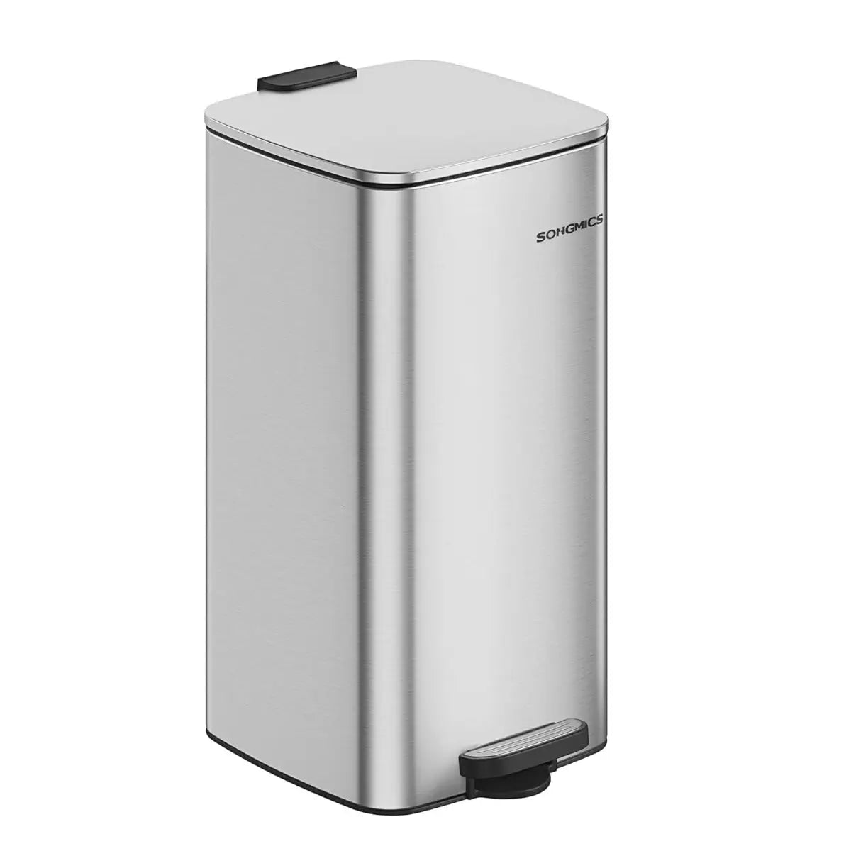 Treteimer 30L Soft-Close Silber Stahl von Songmics