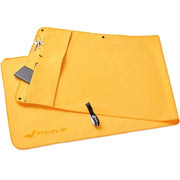 Fitnesshandtuch Mikrofaser mit Reissverschlusstasche 130x48cm Gelb von guteszeug.ch