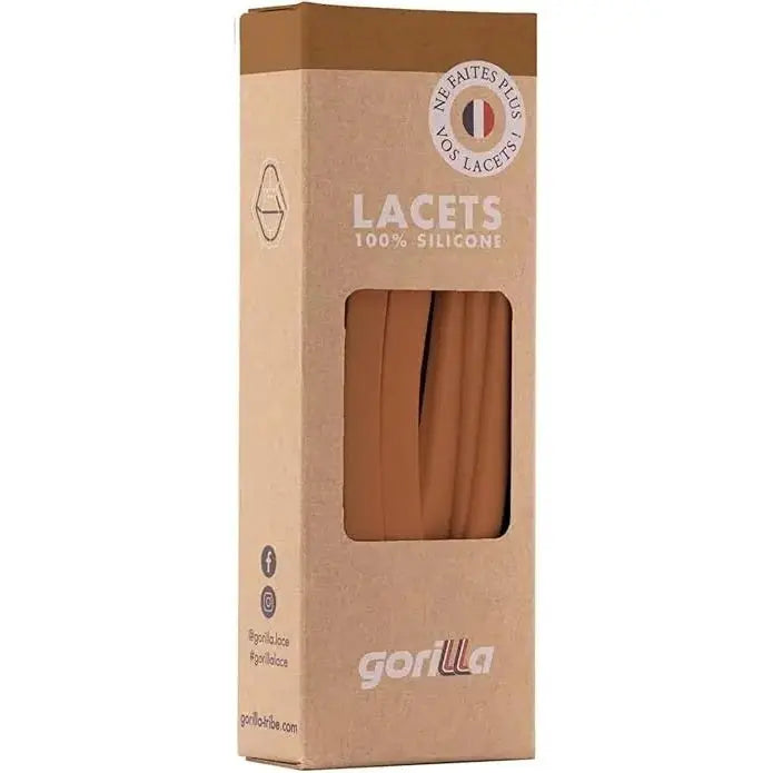 Elastische Schnürsenkel Flexibel Ohne Binden Breit Silikon Caramel von Gorilla Lacets