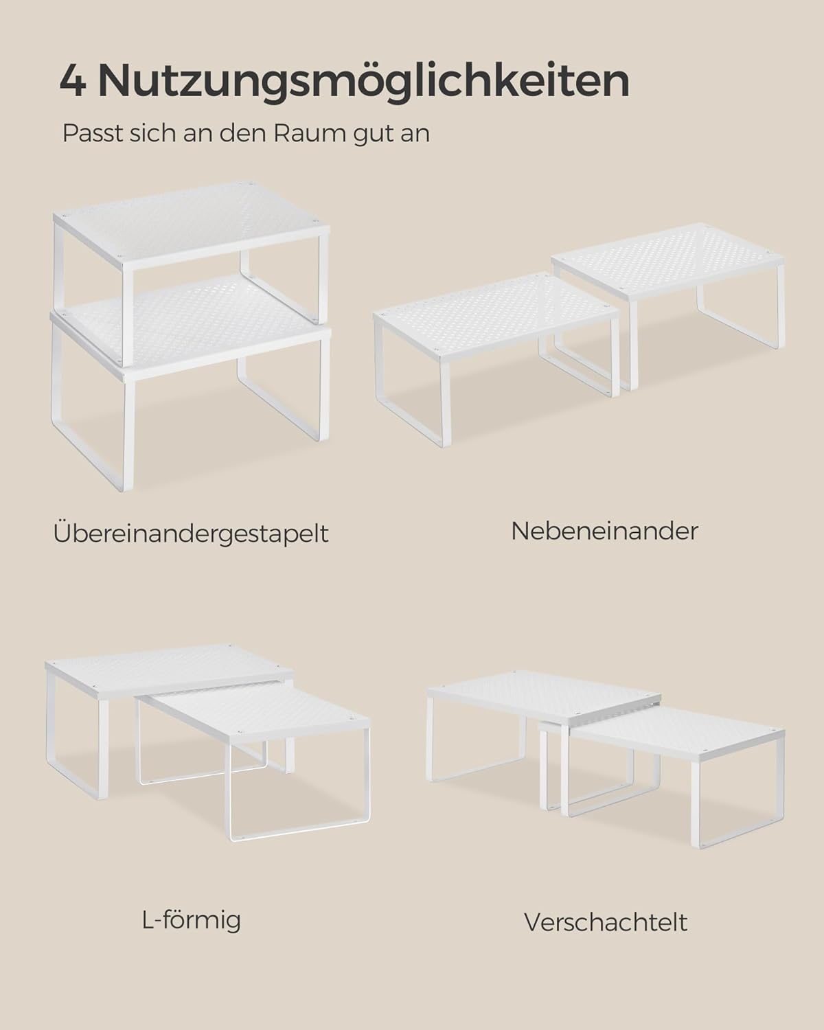Gewürzregal Metall weiß stapelbar erweiterbar 2er Set von Songmics