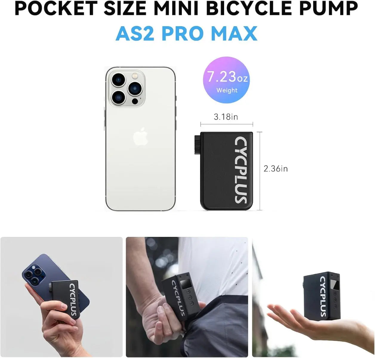 Fahrradpumpe AS2Max Elektrisch Mini Kompressor Akku von Cycplus