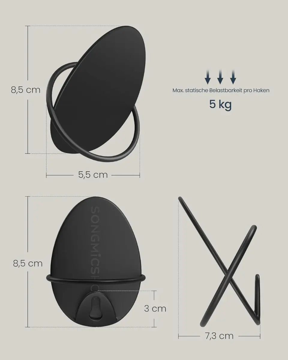 Garderobenhaken Kleiderhaken 4er Set Schwarz von Songmics