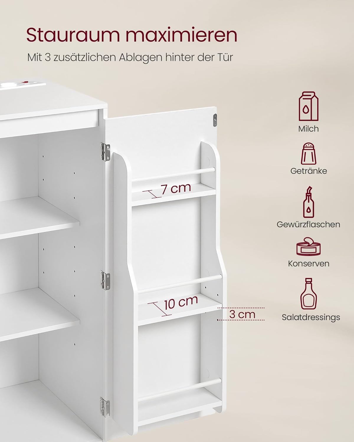 Küchenschrank Sideboard mit Arbeitsplatte und Mikrowellenregal von Songmics