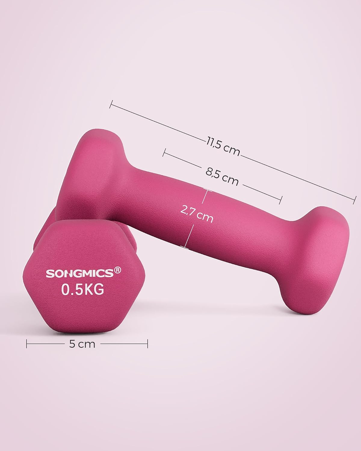 Kurzhantelset 2 x 0,5 kg Neopren Hanteln Pink Violett von Songmics
