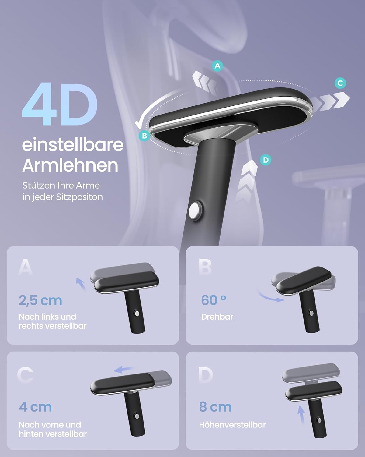 Ergonomischer Bürostuhl mit Kopf- und Lordosenstütze von Songmics