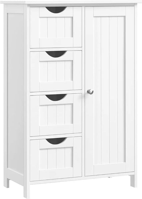 Badezimmerschrank mit 4 Schubladen und Tür Weiss von Songmics