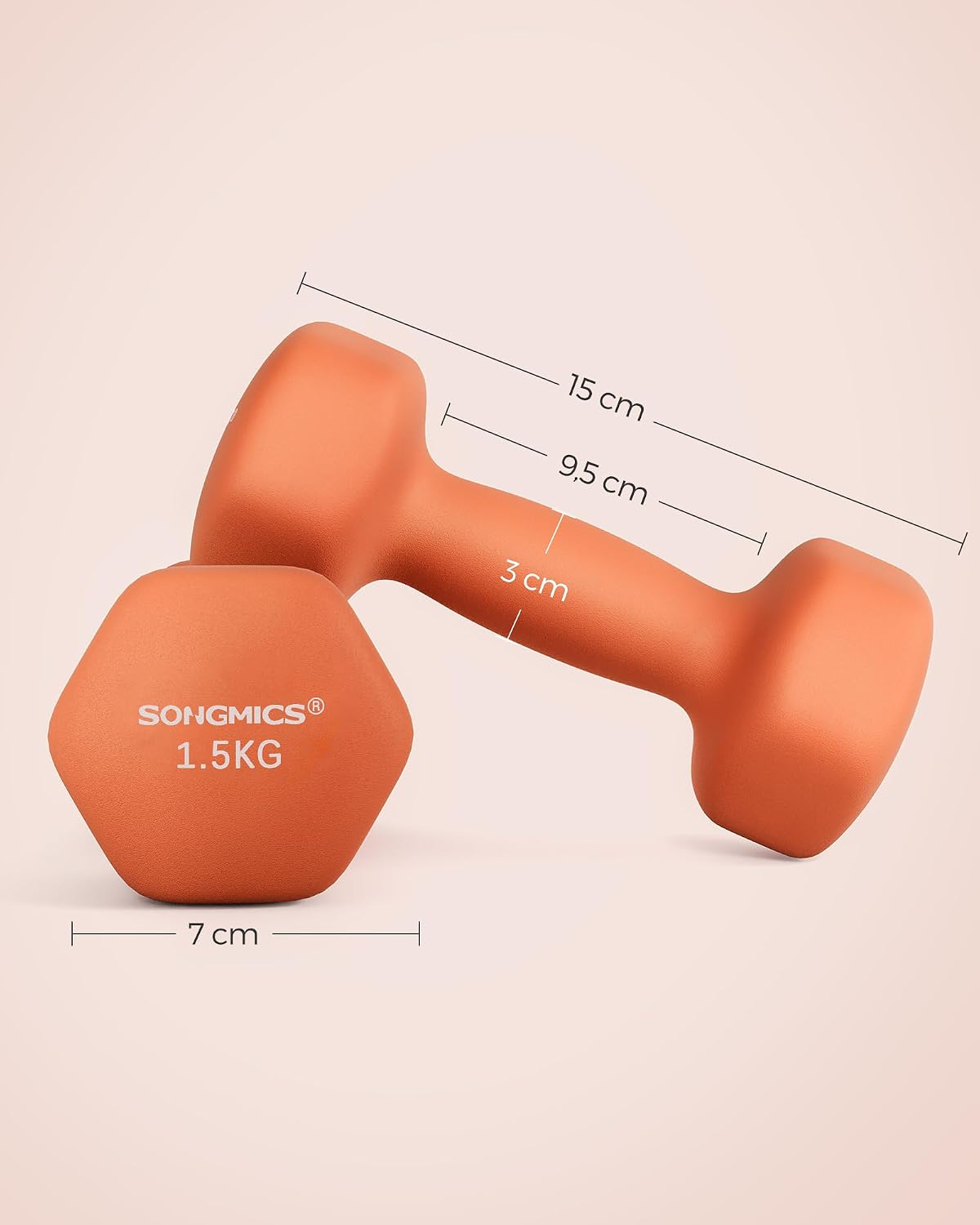 Kurzhantelset 2x1,5 kg Hanteln Neopren Orange von Songmics