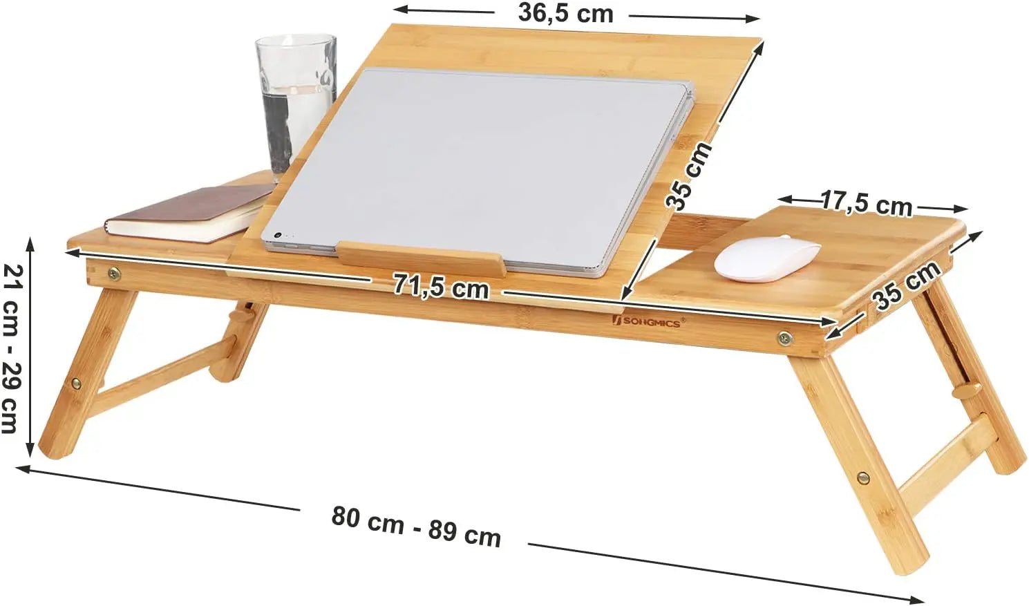 Laptopständer Notebooktisch Klappbar Bambus von Songmics