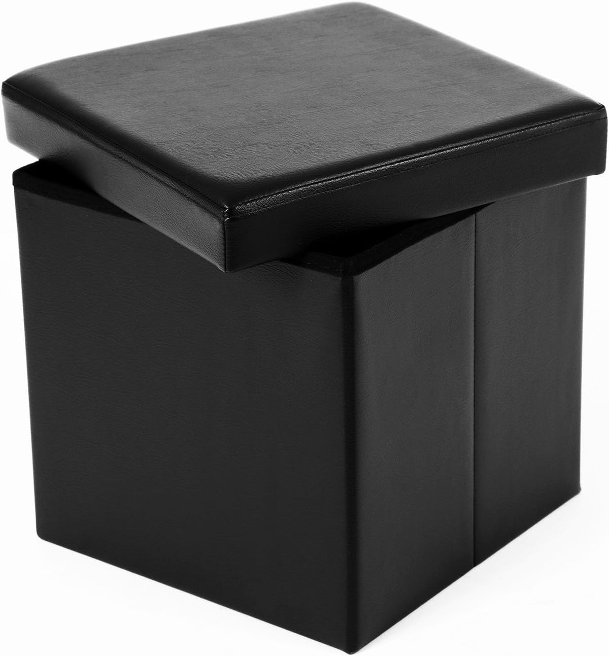 Sitzhocker mit Stauraum 38x38x38 cm Schwarz Kunstleder von Songmics