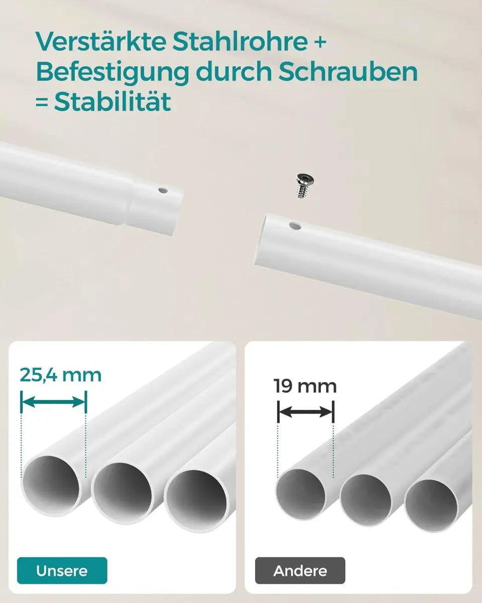 Kleiderständer Rollen Stahlrohre 100kg Weiss von Songmics