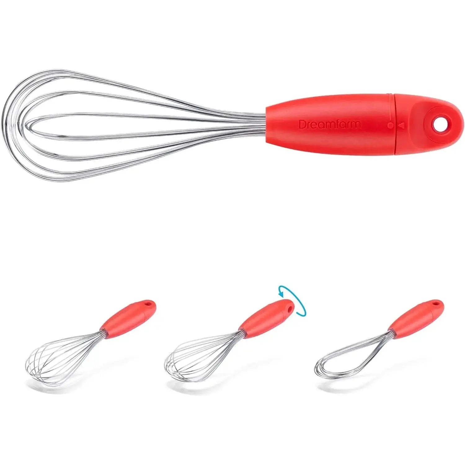 Mini Flisk Schneebesen mit Faltfunktion Rot von Dreamfarm