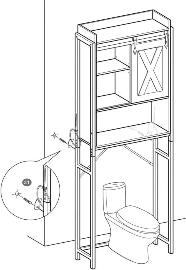 Toilettenregal mit Schrank Industrie-Design vintagebraun von Songmics