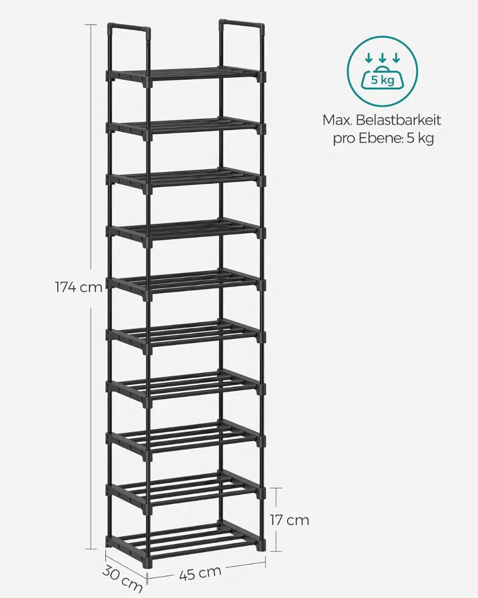 Schuhregal mit 10 Ebenen offener Schuhschrank von guteszeug.ch
