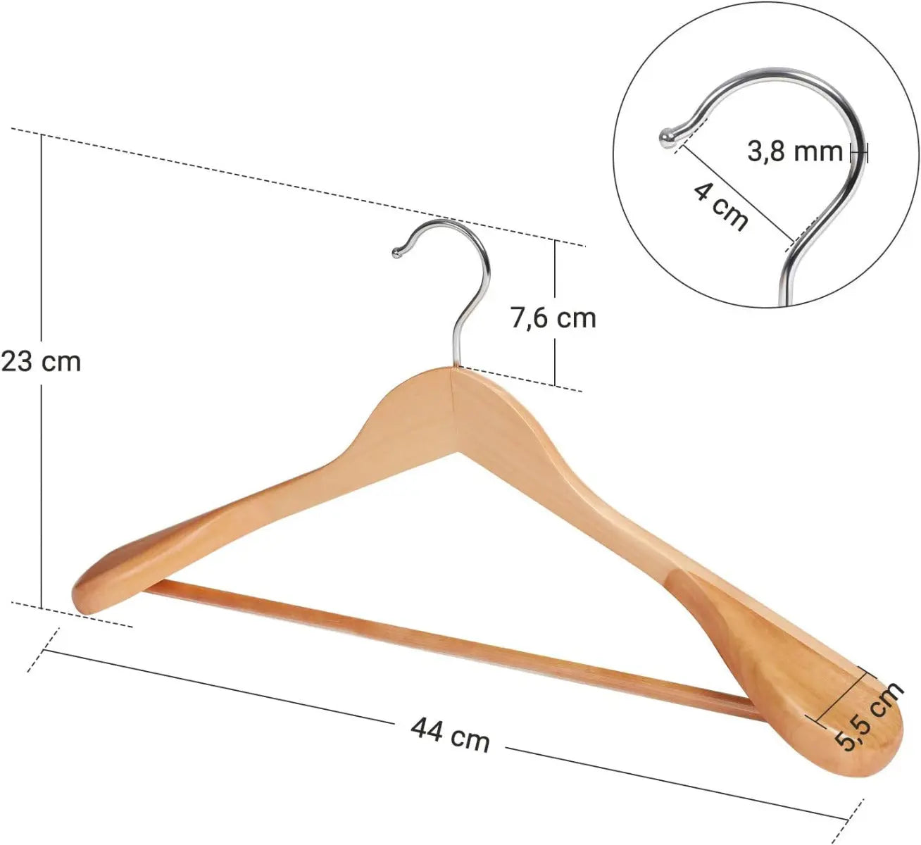 Anzugbügel Kleiderbügel Holz 6er Set Rutschfest von Songmics