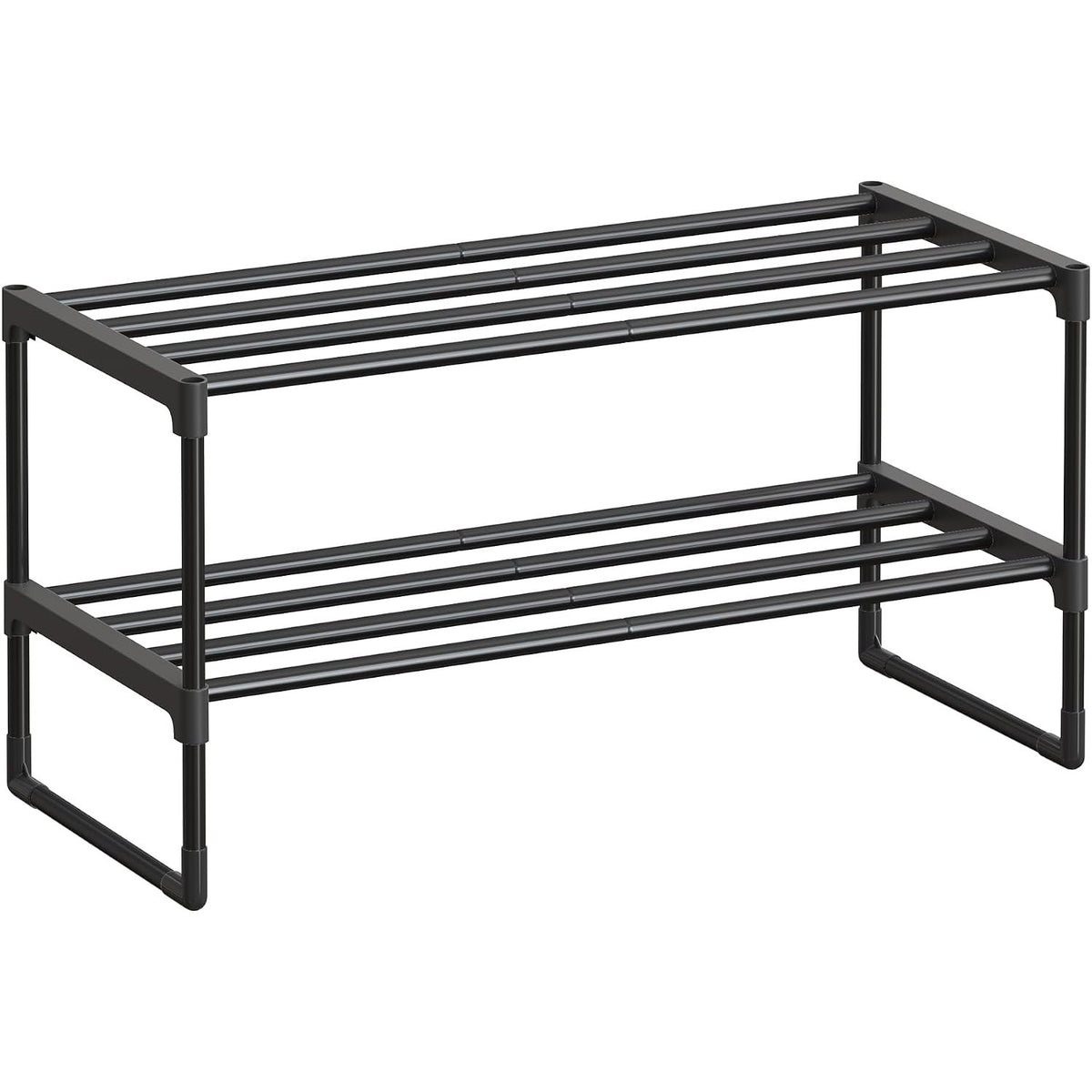 Schuhregal 2 Ebenen 68x30x36,8 cm Schwarz stapelbar von Songmics