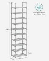 Schuhregal Schuhschrank 10 Ebenen von Songmics