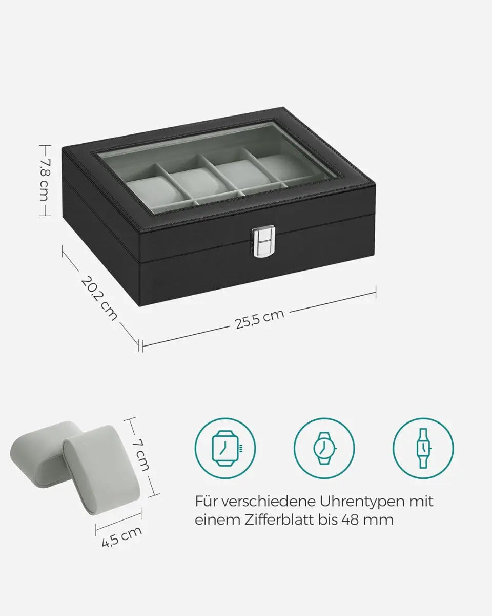 Uhren Aufbewahrung Uhrenkoffer 10 Fächer von Songmics