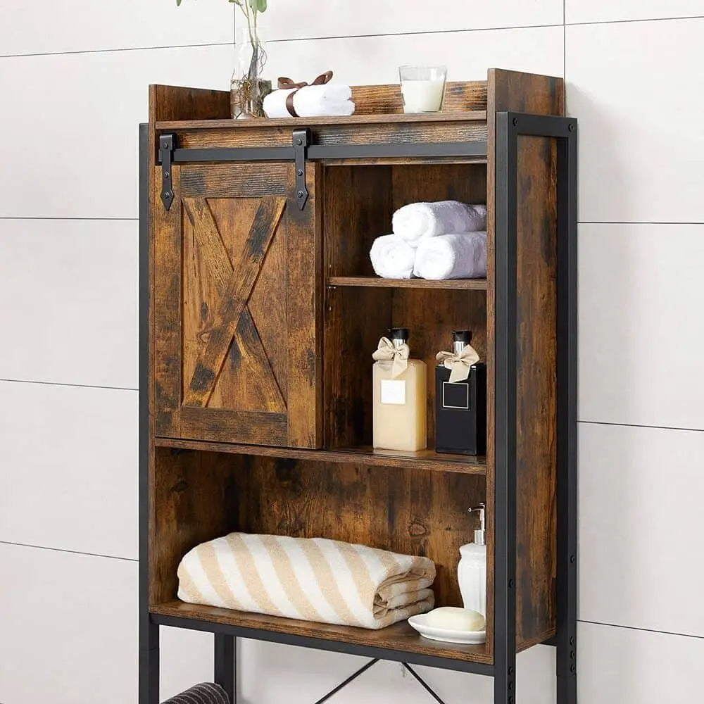 Toilettenregal mit Schrank Industrie-Design vintagebraun von Songmics