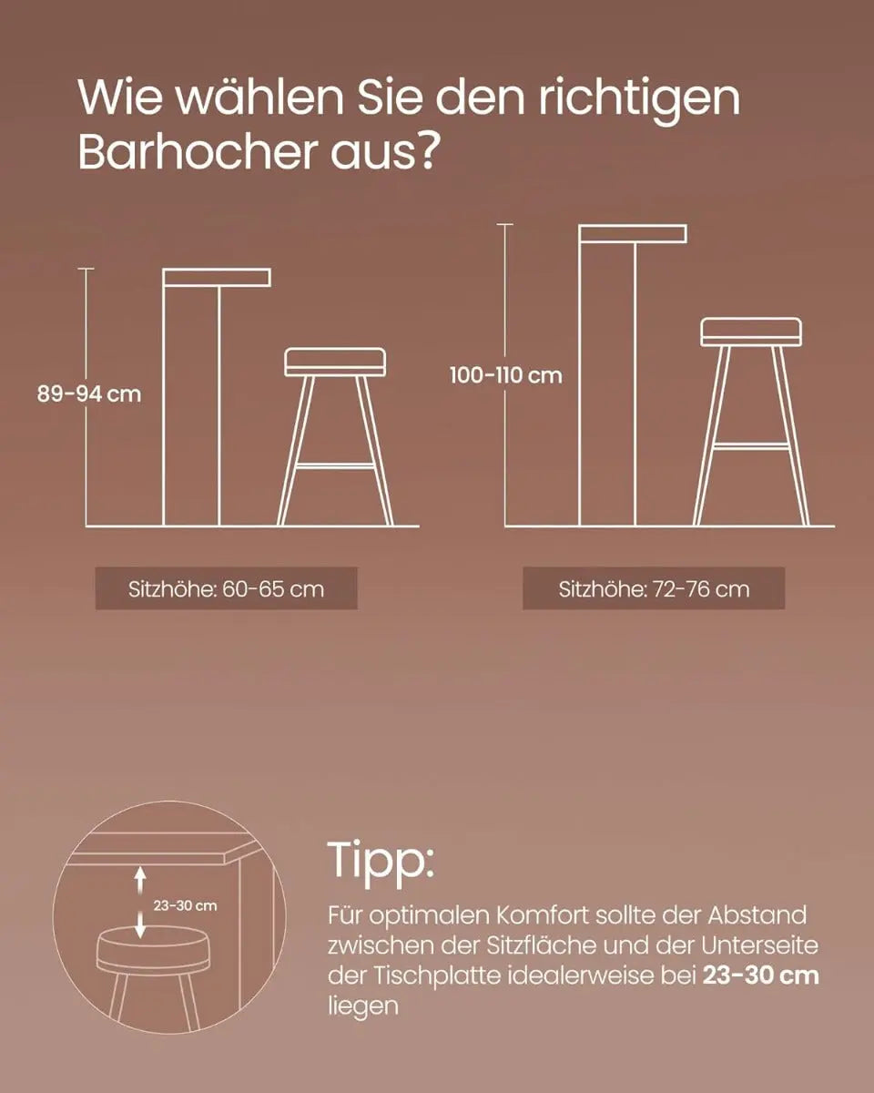 Barhocker Set Metallgestell 65cm Vintagebraun Schwarz von Songmics