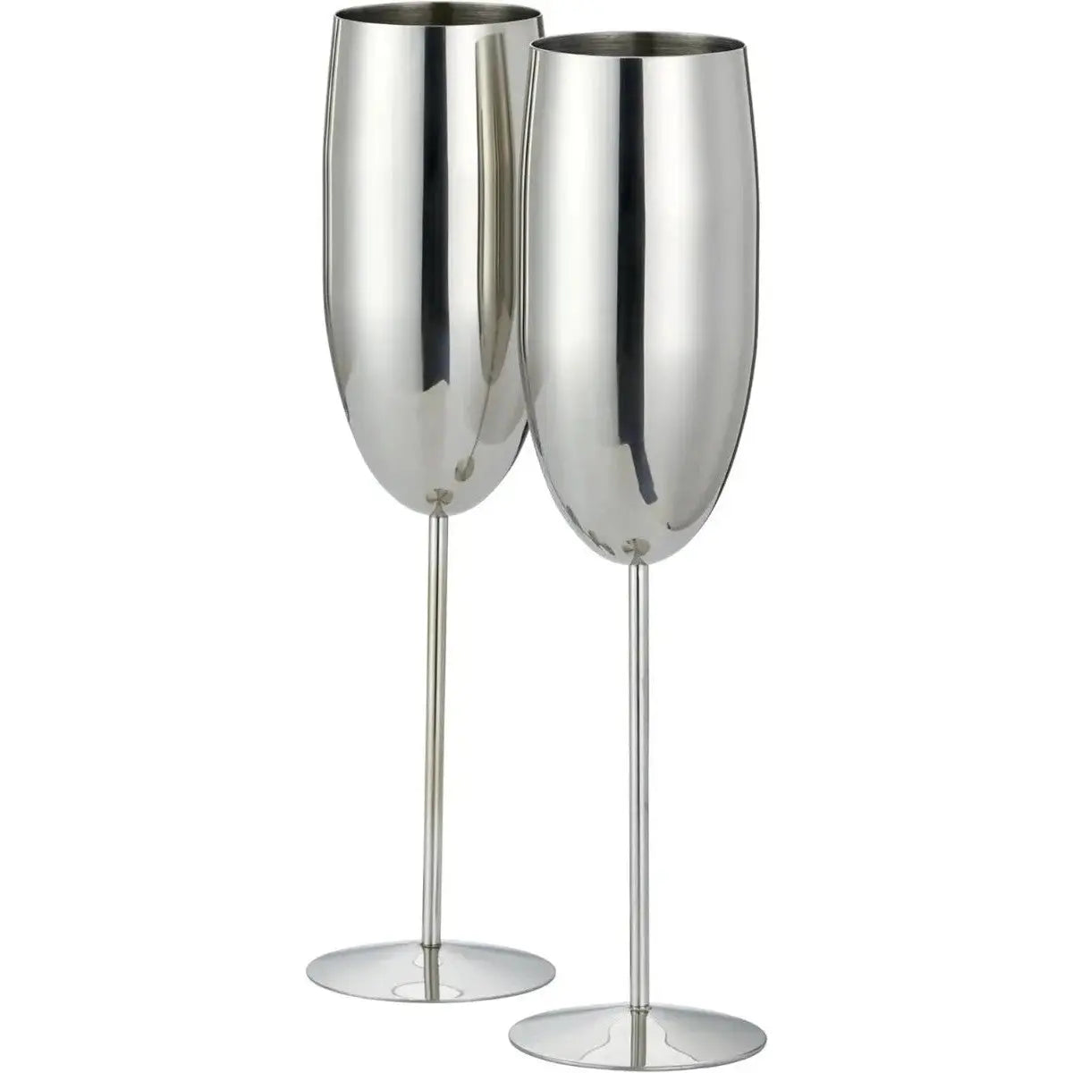 Edelstahl Sektgläser Flute Silber 2er-Set von Oak & Steel