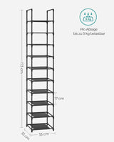 Schuhregal Metallgestell 10 Ebenen Schwarz von Songmics