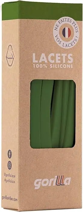 Elastische Schnürsenkel Flexibel Ohne Binden Breit Silikon Olive Green von Gorilla Lacets