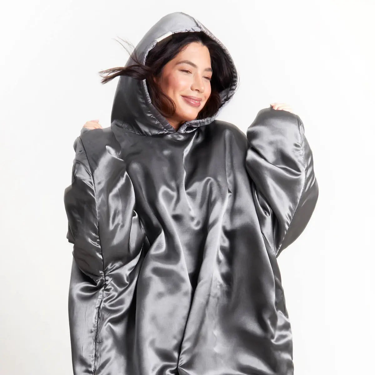 Satinhoodie Glazey Anthrazit von Kitsch