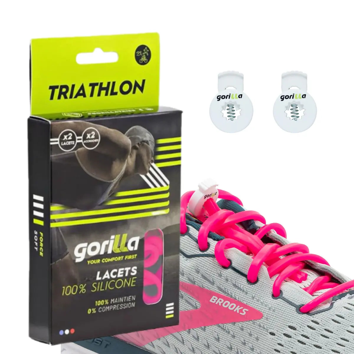 Elastische Schnürsenkel Flexibel Ohne Binden Silikon Triathlon Neonrosa von guteszeug.ch
