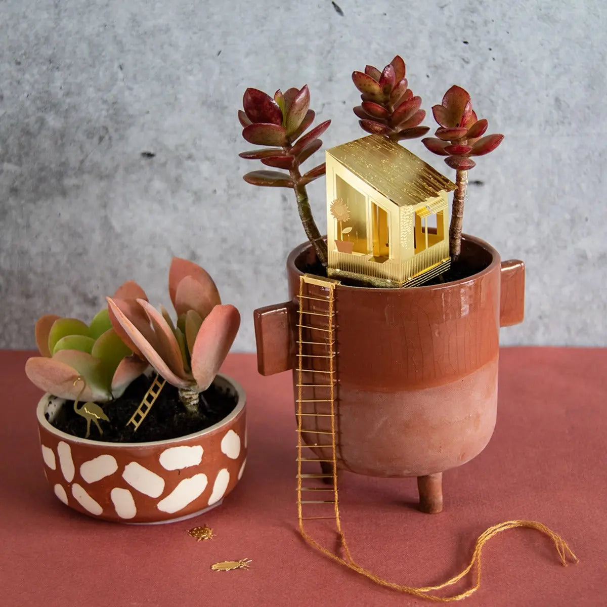Mini-Baumhaus für Pflanzentöpfe Tiny Treehouse Gold von guteszeug.ch