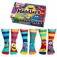 Einzelne Socken im 6er Pack, THE MEDDLERS Bunte Monster, Gr. 30-38, mit Geschenkbox von United Oddsocks
