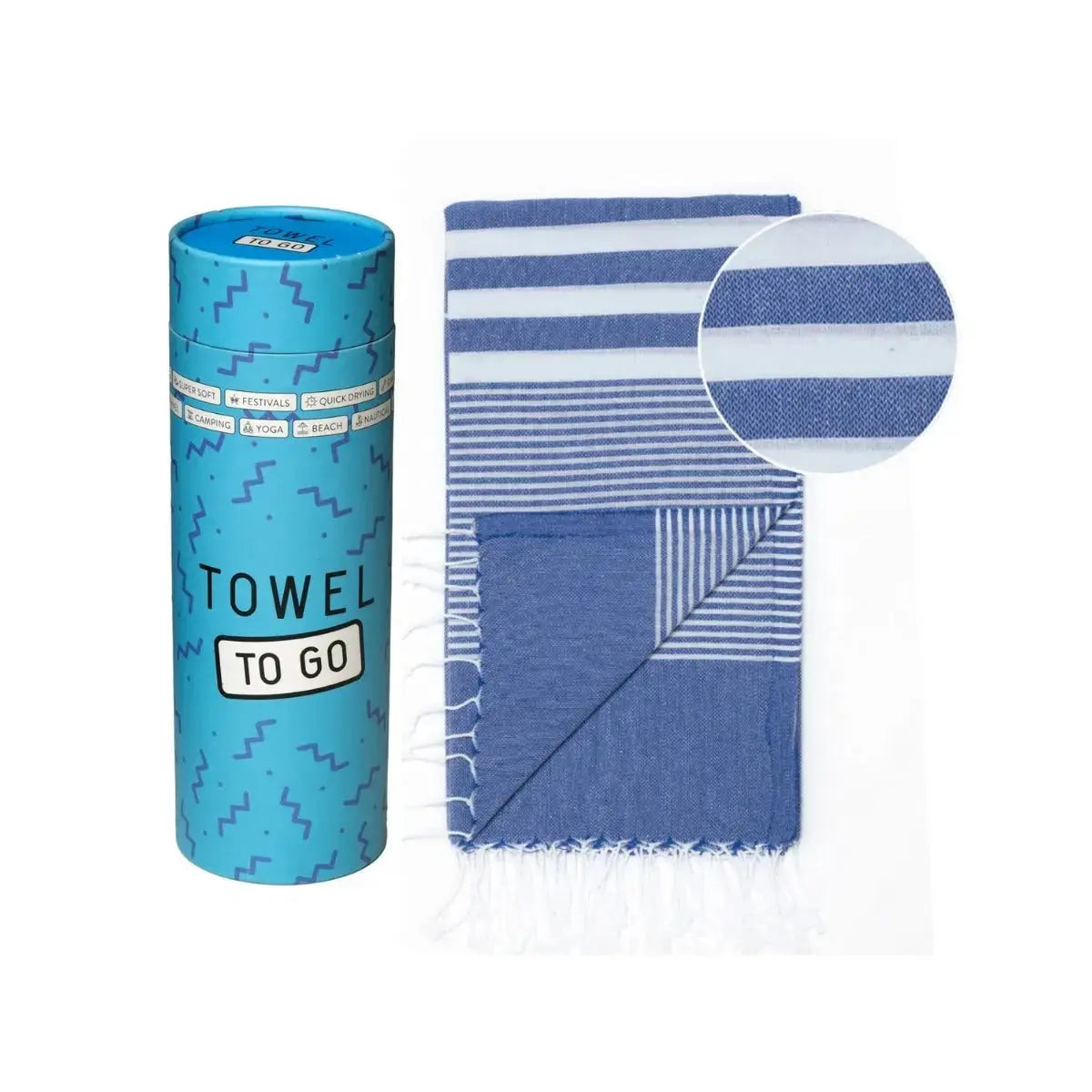 Malibu Strandtuch Baumwolle Hamamtuch 180x100cm Blau gestreift von Towel To Go