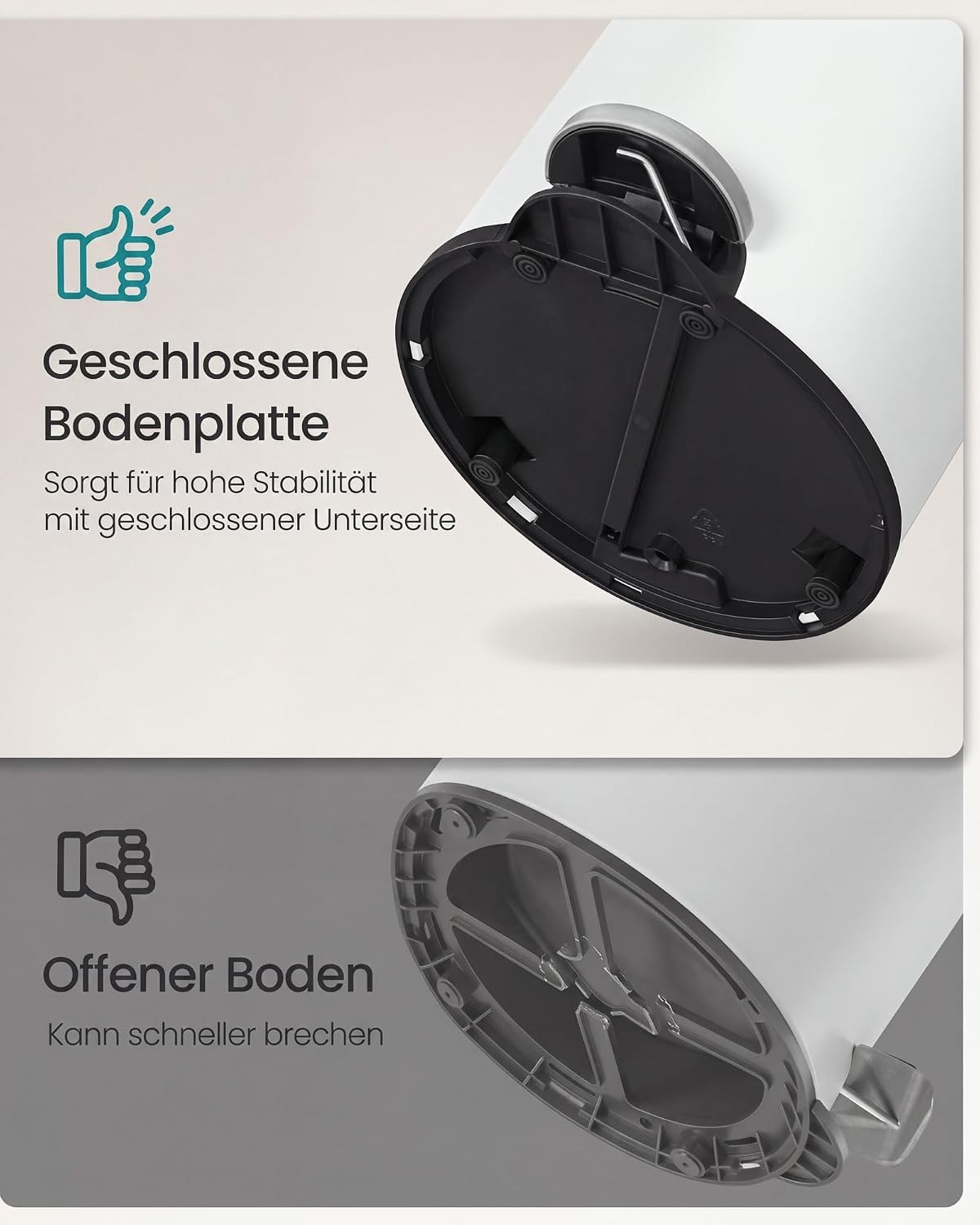 Badezimmereimer 3 l Treteimer Soft-Close Wolkenweiss von Songmics