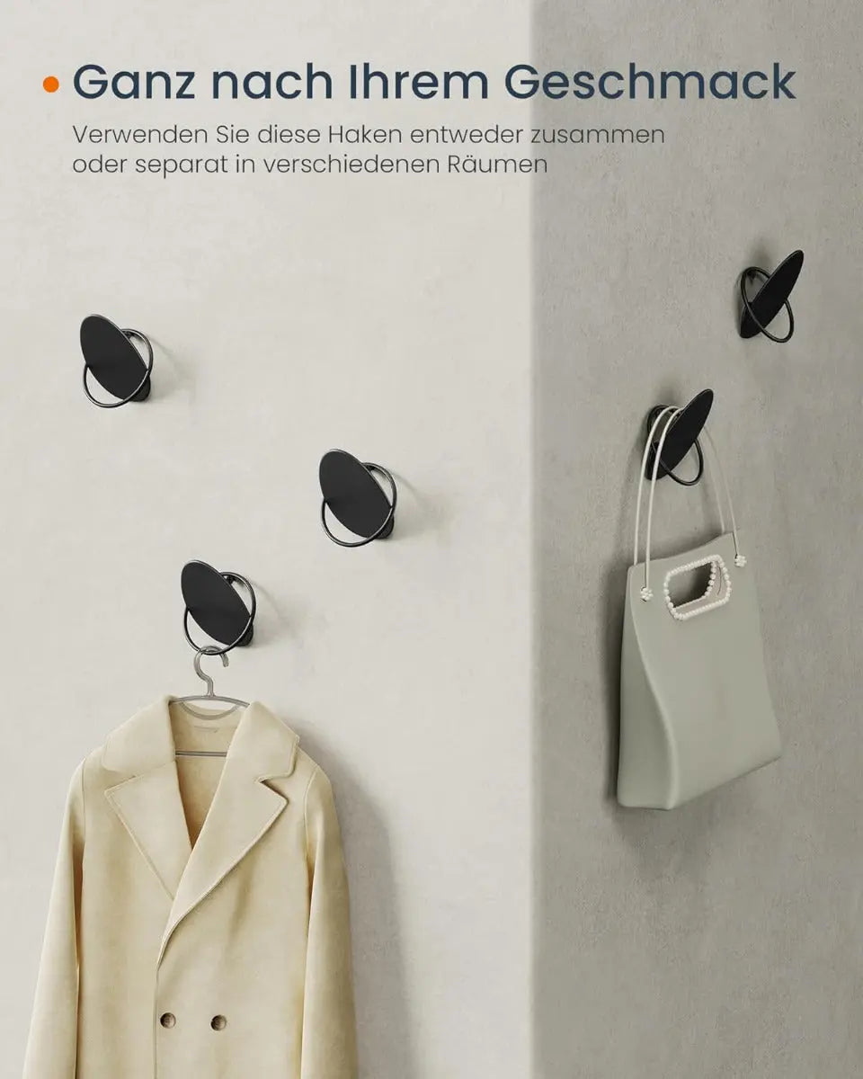 Garderobenhaken Kleiderhaken 4er Set Schwarz von Songmics