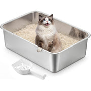 Katzentoilette Edelstahl offen 50x35x15 cm Silbergrau von Songmics