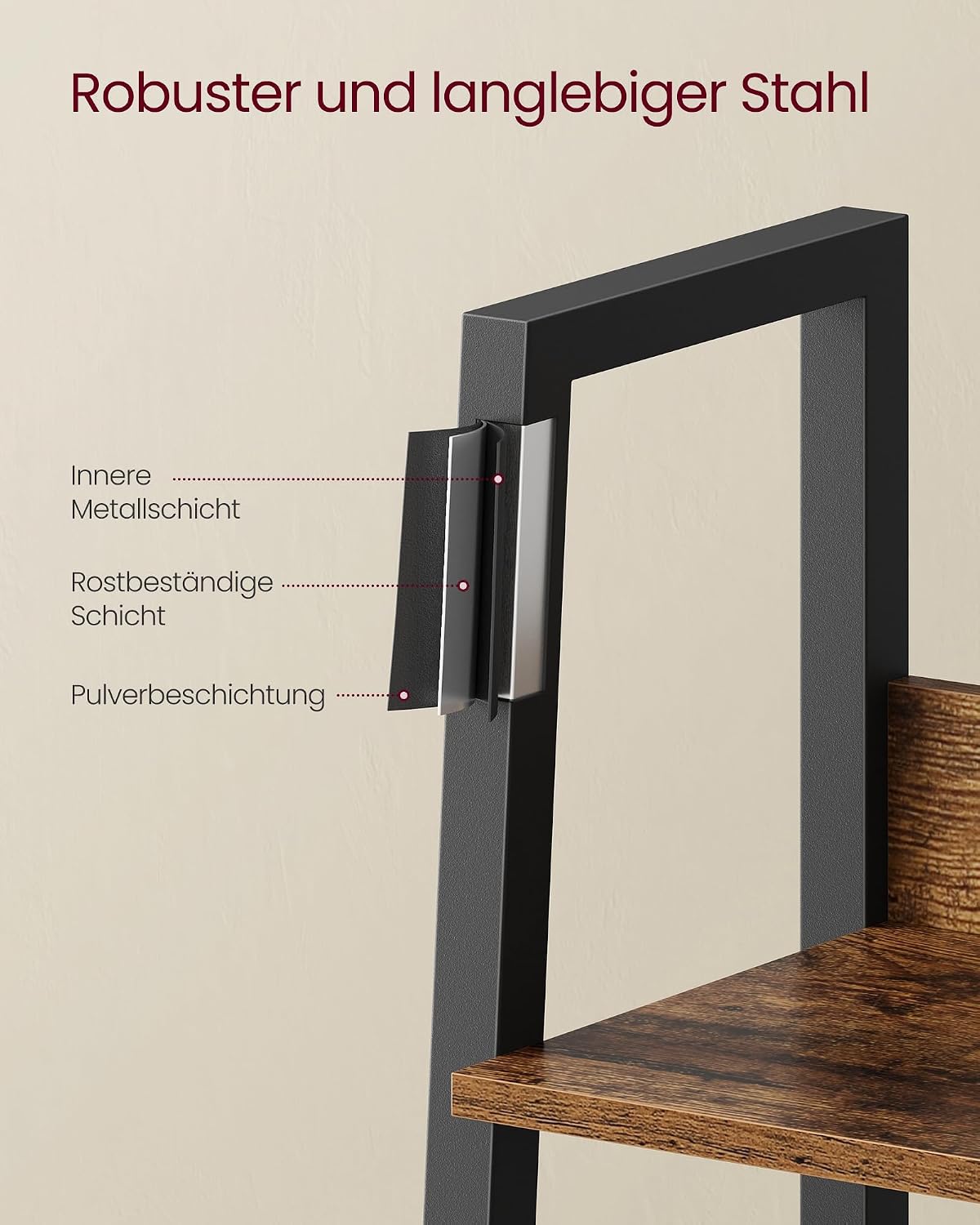 Leiterregal 4 Ebenen Vintagebraun 33,8x30x140 cm von Songmics