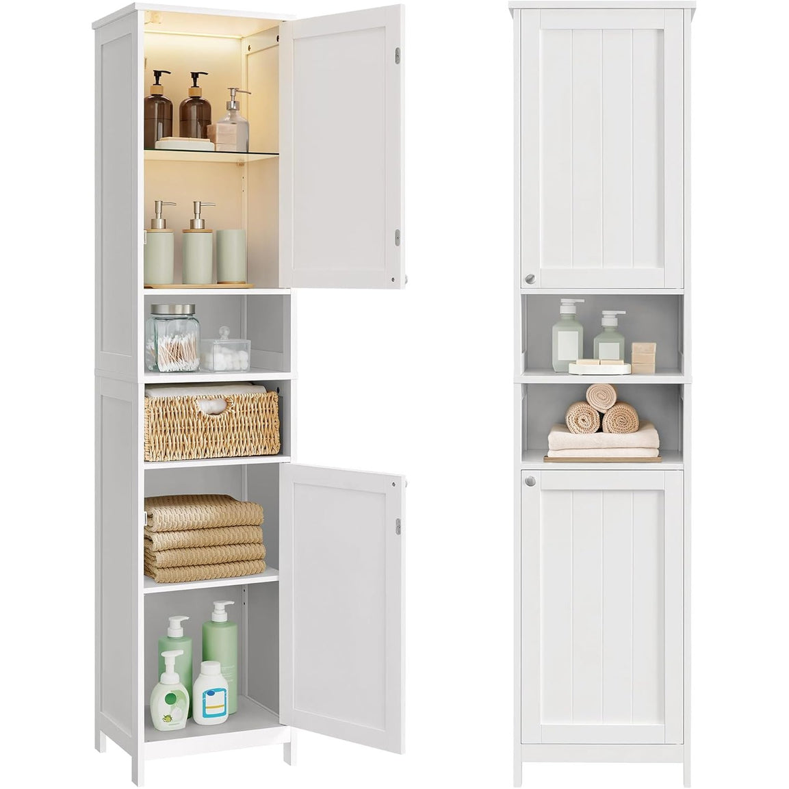 Badezimmerschrank Hochschrank 40x30x170 cm Wolkenweiss von Songmics