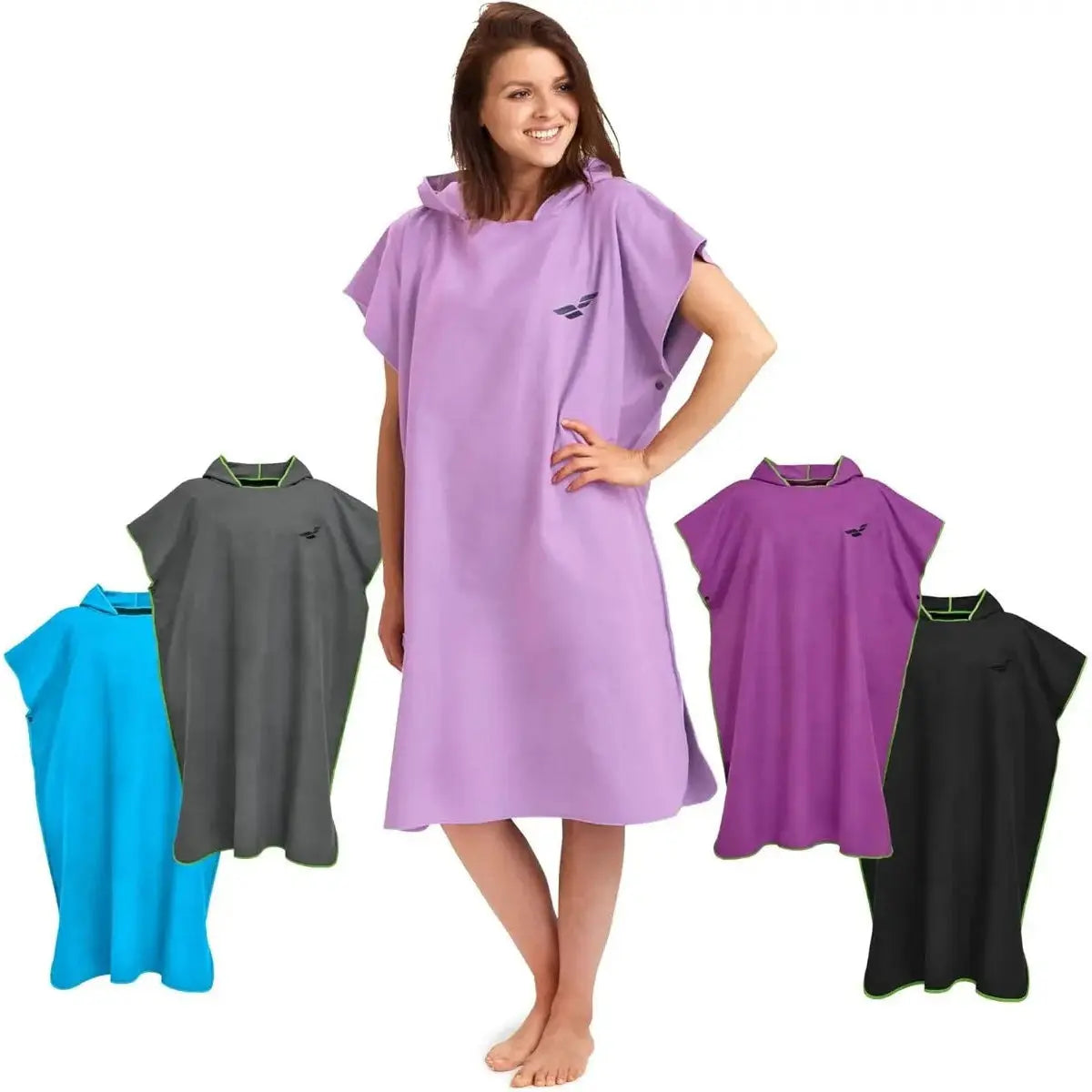 Badeponcho Mikrofaser Unisex schnelltrocknend mit Kapuze M Flieder von guteszeug.ch