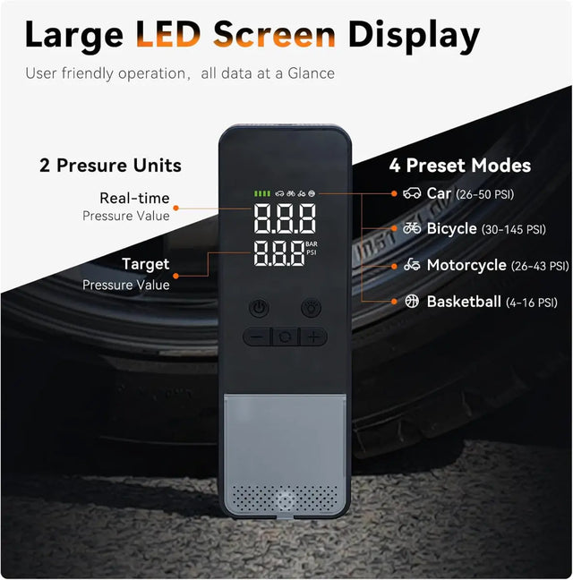 Luftpumpe AL3 150PSI Elektrischer Kompressor Tragbar All-In-One Akku von Cycplus