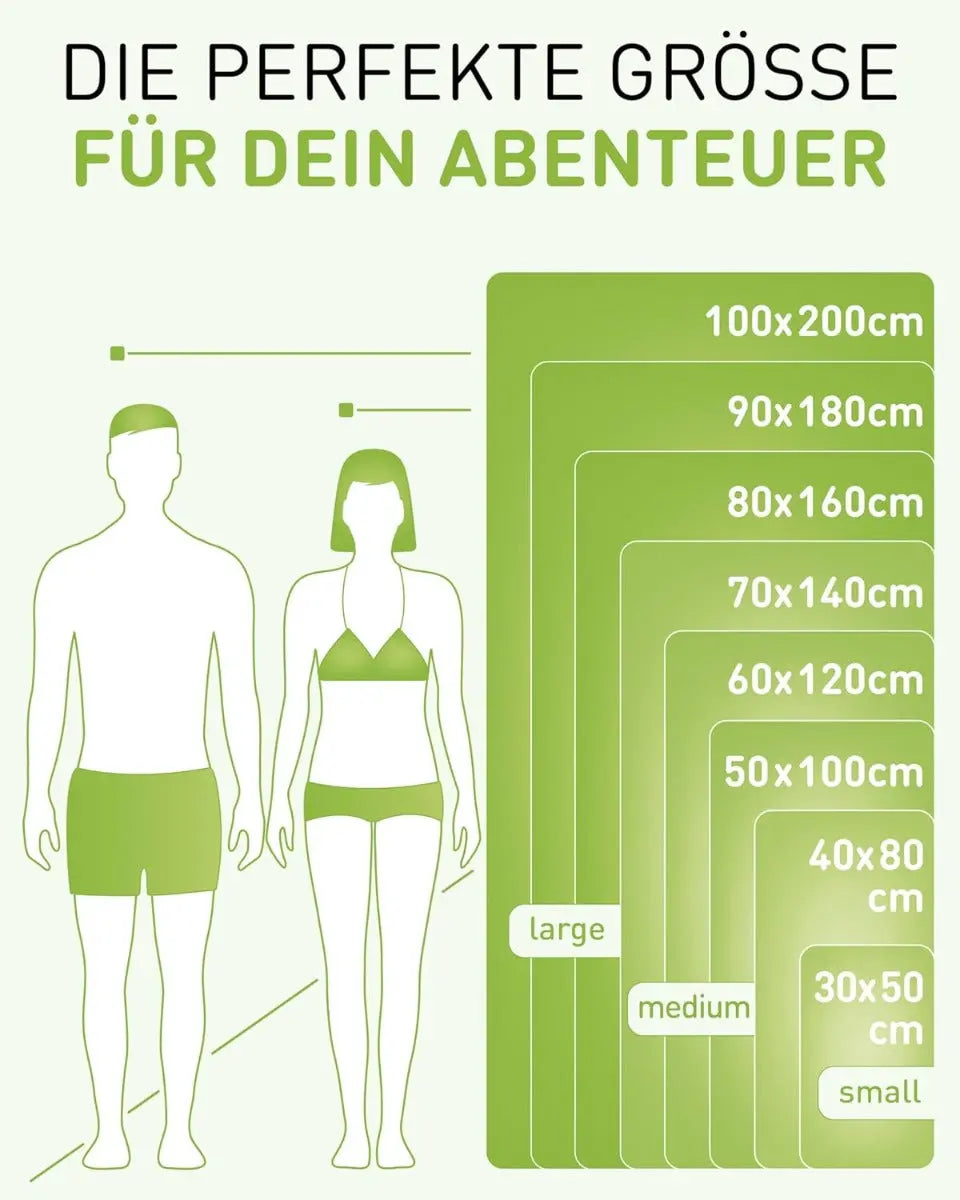 Mikrofaser Handtuch schnelltrocknend mit Tasche 30x50cm Grün von Fit-Flip
