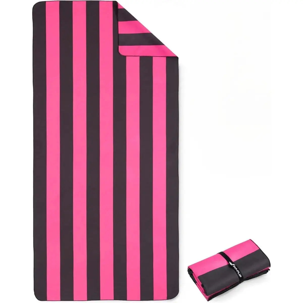 Strandtuch XXL Mikrofaser schnelltrocknendes Badetuch 200x90cm Pink-Dunkelgrau von guteszeug.ch