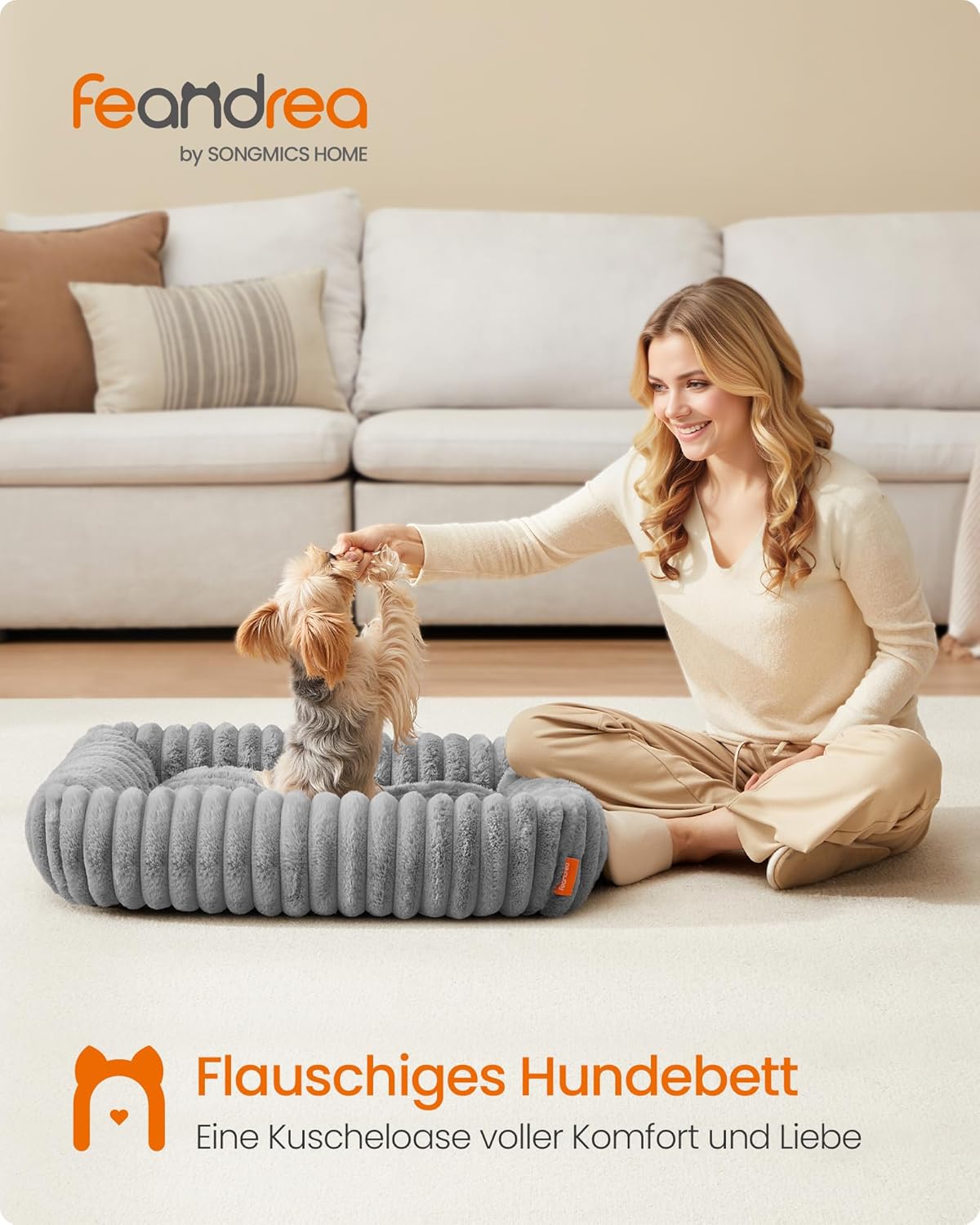 Orthopädisches Hundebett waschbar flauschig 71x55cm grau von Songmics