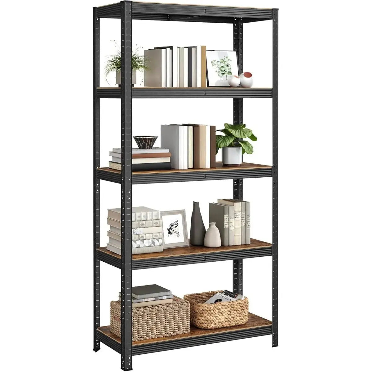 Standregal Industrie-Design mit 5 Ablagen, bis 875 kg belastbar, Vintagebraun-Schwarz von Songmics