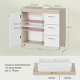 Waschbeckenunterschrank mit Schubladen wolkenweiss-naturbeige von Songmics