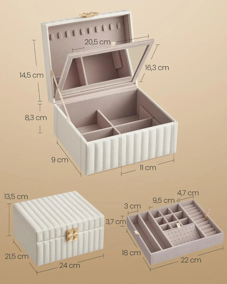 Schmuckkästchen Box 2 Ebenen mit Spiegel von Songmics